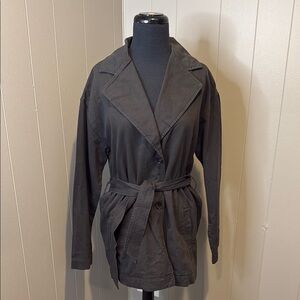 Red Haute Women’s Small Gray Trench Coat with Wrap Style Belt